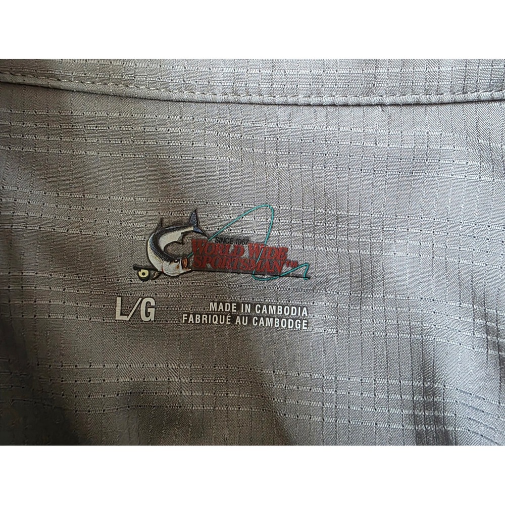 Lot of 2 World Wide Sportsman Mens Gray Grid Short Sleeve Fishing Shirt sz large - Picture 7 of 8